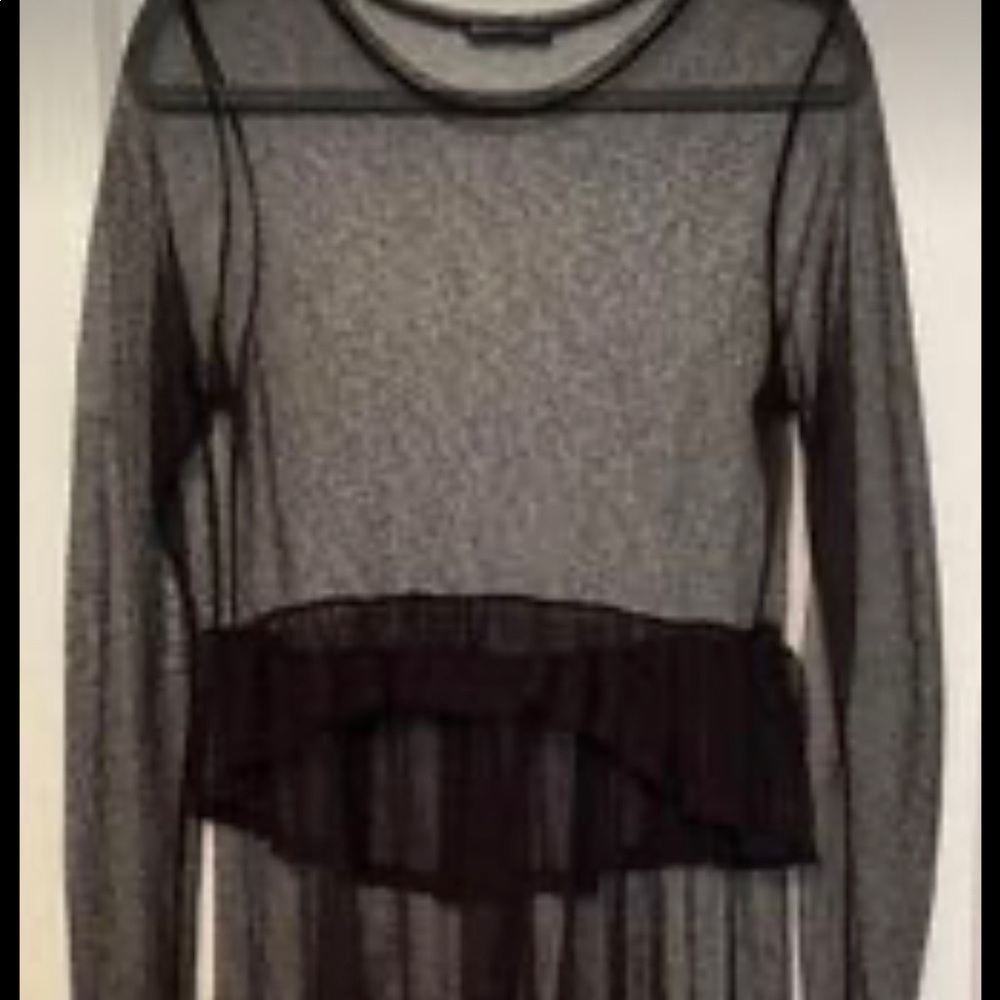 Zara Stretch Mesh Hi-Lo Tunic with Flounce - size L